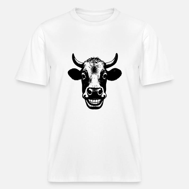 Grinning Cow -  RELAXED FIT Unisex Organic T-Shirt - white