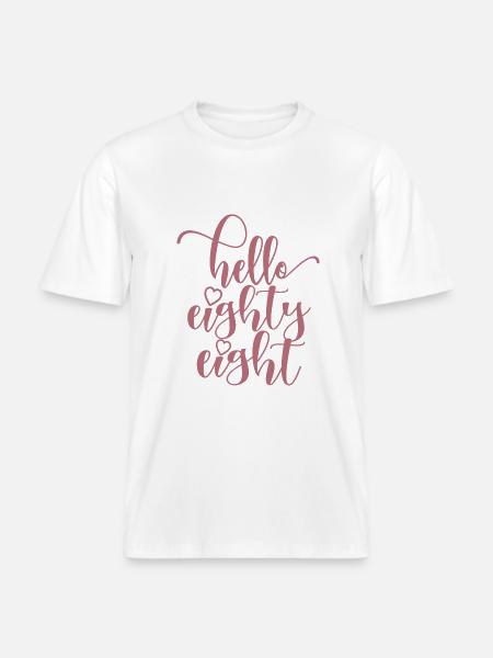Hej åttioåtta söta 88 år födelsedag -  Unisex ekologisk T-shirt med avslappnad passform - vit