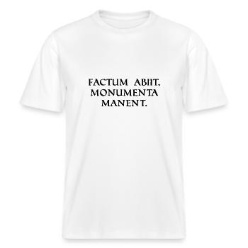 l’acte a disparu mais les monuments sont noirs -  T-shirt unisexe RELAXED FIT en coton bio - blanc - Devant - Alina (178cm) & Michal (187cm)