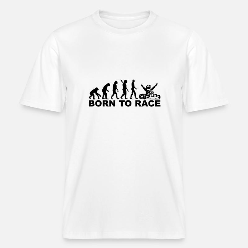 Evolution Born to race -  T-shirt unisexe RELAXED FIT en coton bio - blanc