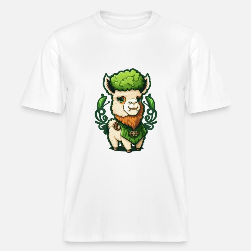 Doux Lama de la Saint-Patrick - T-shirt unisexe RELAXED FIT en coton bio - blanc