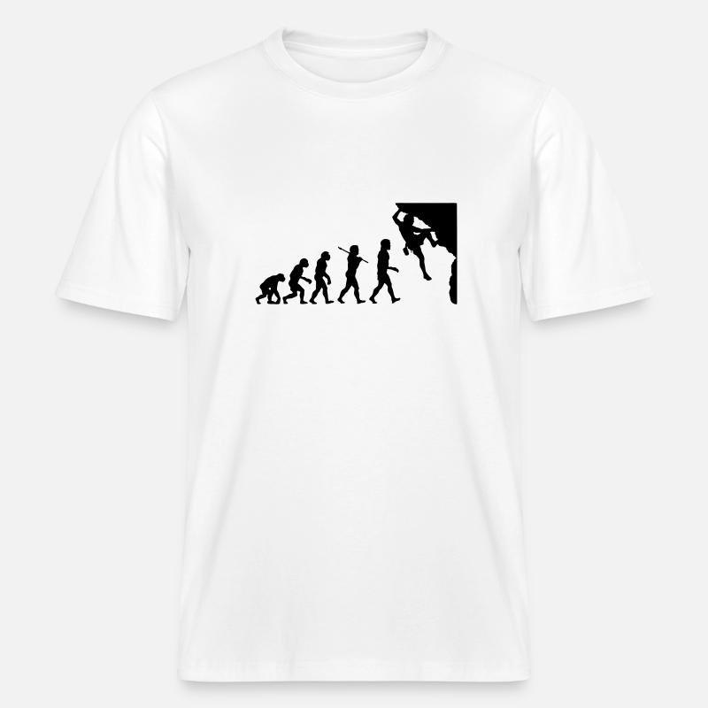 Rock Climbing Evolution -  T-shirt unisexe RELAXED FIT en coton bio - blanc