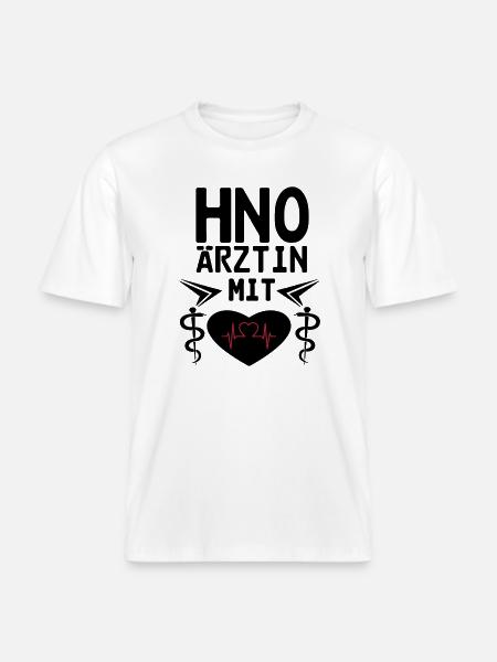HNO Ärztin mit Herz Geschenk -  RELAXED FIT Unisex Organic T-Shirt - Weiß