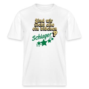Schlager Party , Schlager Musik , Schlager Spaß -  RELAXED FIT Unisex Organic T-Shirt - Weiß - Vorne - Alina (178cm) & Michal (187cm)
