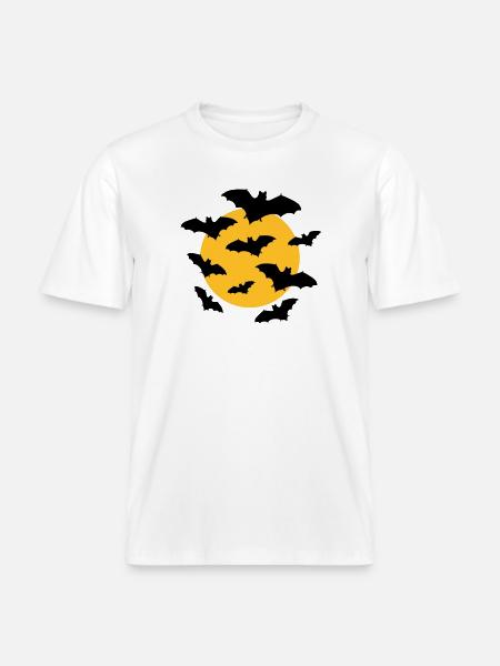 Bats & Moon -  RELAXED FIT Unisex Organic T-Shirt - white