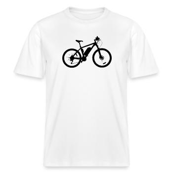 E-Bike -  RELAXED FIT Unisex Organic T-Shirt - Weiß - Vorne - Alina (178cm) & Michal (187cm)
