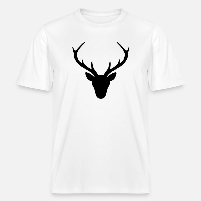 Hirsch Geweih Silhouette Jagd Jäger Geschenk -  RELAXED FIT Unisex Organic T-Shirt - Weiß