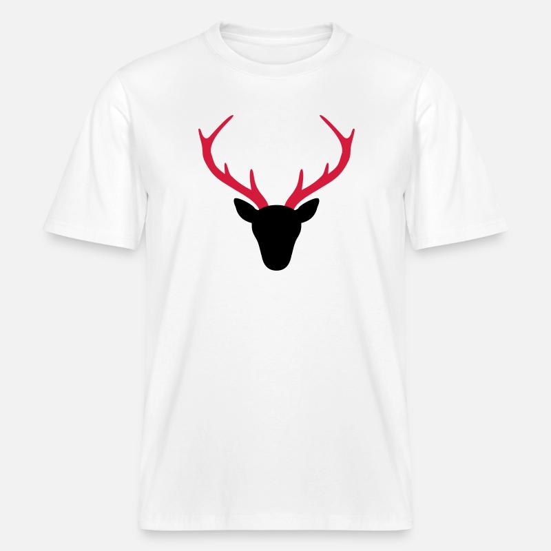 Hirsch Geweih Jäger Geschenk -  RELAXED FIT Unisex Organic T-Shirt - Weiß