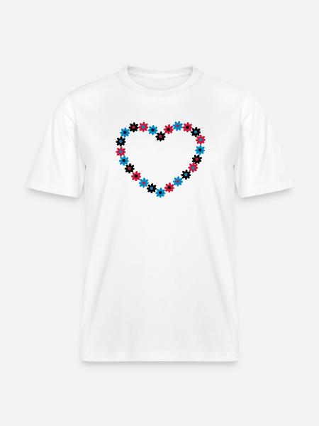 Heart of flowers -  RELAXED FIT Unisex Organic T-Shirt - white