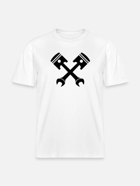 Crossed piston key emblem - RELAXED FIT Unisex Organic T-Shirt - white