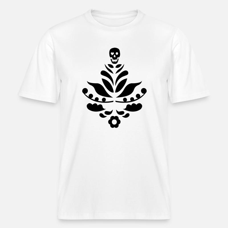 Kurbits & crâne noir -  T-shirt unisexe RELAXED FIT en coton bio - blanc