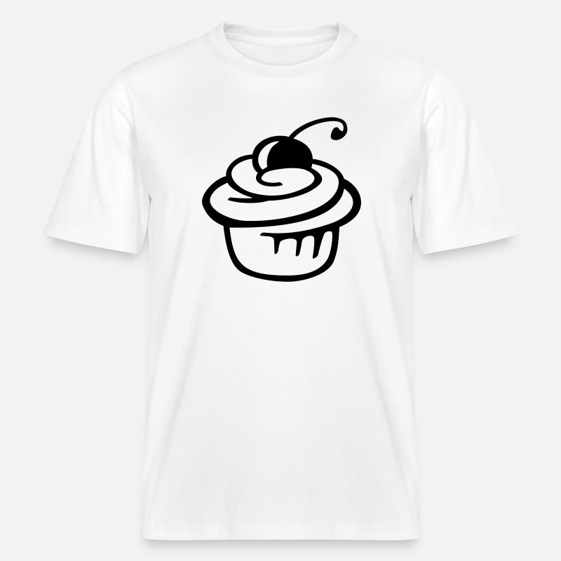 Cupcake Kirsche – Süßer Kuchen & Partyspaß -  RELAXED FIT Unisex Organic T-Shirt - Weiß