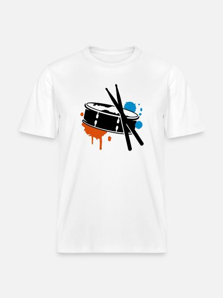 Trommel und Sticks - RELAXED FIT Unisex Organic T-Shirt - Weiß