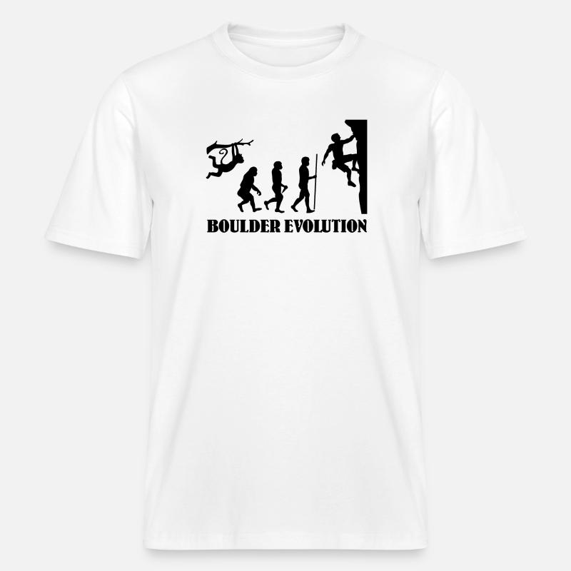Boulder Evolution Escalade Alpinisme Boulderer -  T-shirt unisexe RELAXED FIT en coton bio - blanc