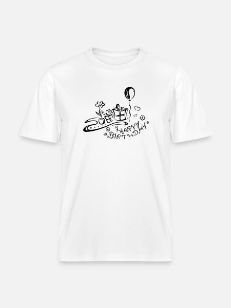Happy Birthday motif, Congratulations - RELAXED FIT Unisex Organic T-Shirt - white