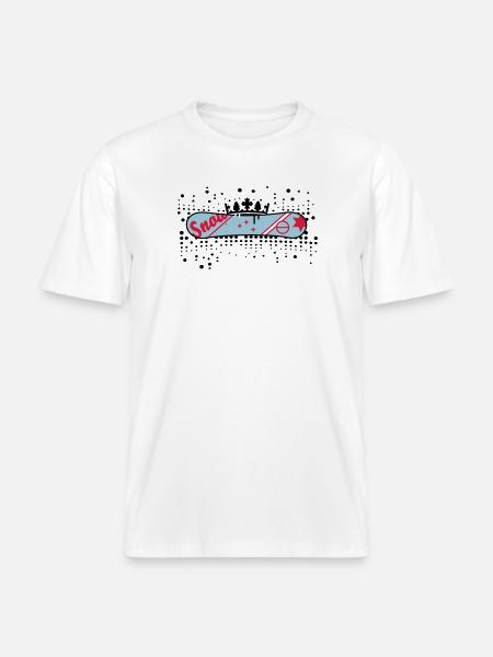 Snowboard with Crown Snowboard King -  RELAXED FIT Unisex Organic T-Shirt - white