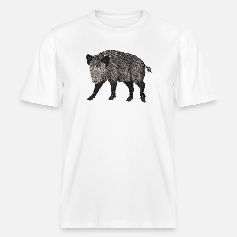 boar -  RELAXED FIT Unisex Organic T-Shirt - white