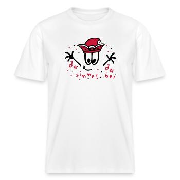 Fasching mit Konfetti, Karneval -  RELAXED FIT Unisex Organic T-Shirt - Weiß - Vorne - Alina (178cm) & Michal (187cm)