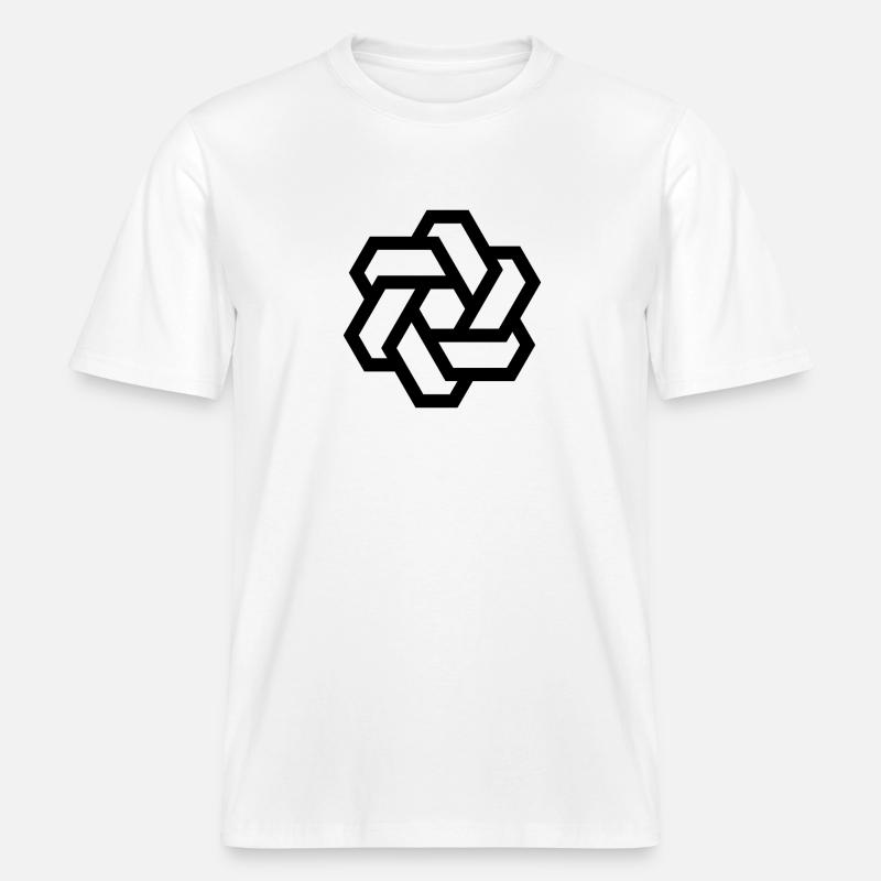 Logo cercle hexagonal - T-shirt unisexe RELAXED FIT en coton bio - blanc