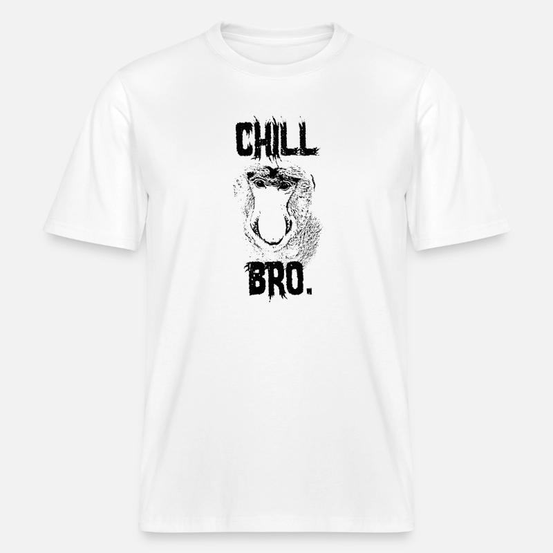 Chill Bro Proboscis Monkey Gift -  T-shirt unisexe RELAXED FIT en coton bio - blanc