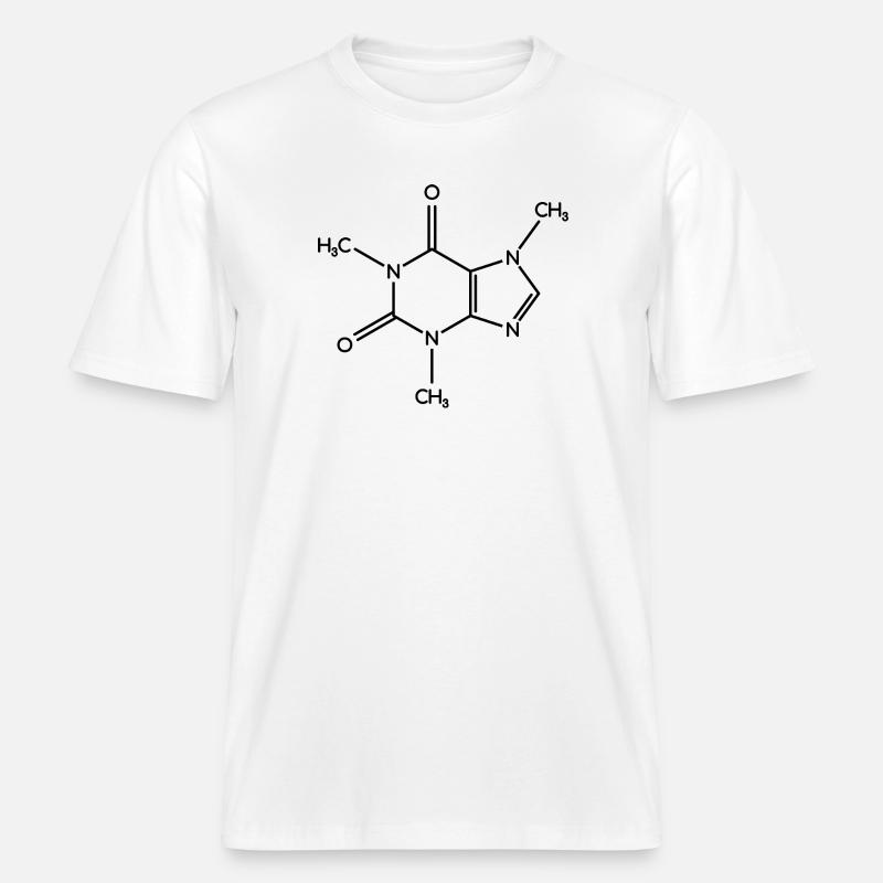 Caffeine Molecule - Structural Formula -  RELAXED FIT Unisex Organic T-Shirt - white