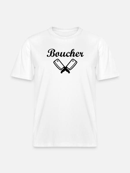 Boucher - T-shirt unisexe RELAXED FIT en coton bio - blanc