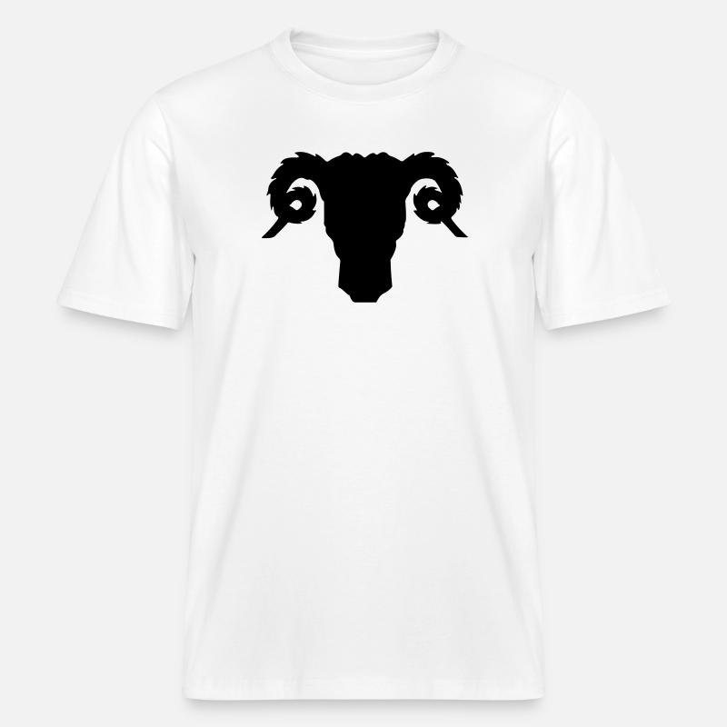 Bock- oder Rammkopfschattenbild -  RELAXED FIT Unisex Organic T-Shirt - Weiß