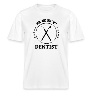 Dentiste -  T-shirt unisexe RELAXED FIT en coton bio - blanc - Devant - Alina (178cm) & Michal (187cm)