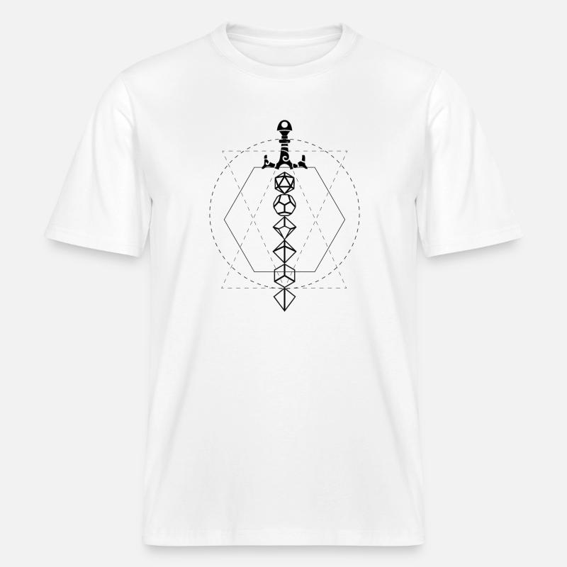 Épée de dés de donjon - T-shirt unisexe RELAXED FIT en coton bio - blanc