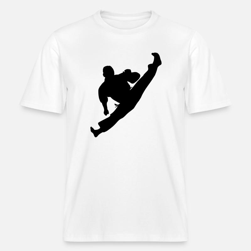 Jumpkick Geri Kick Karate oder Teakwondo -  RELAXED FIT Unisex Organic T-Shirt - Weiß