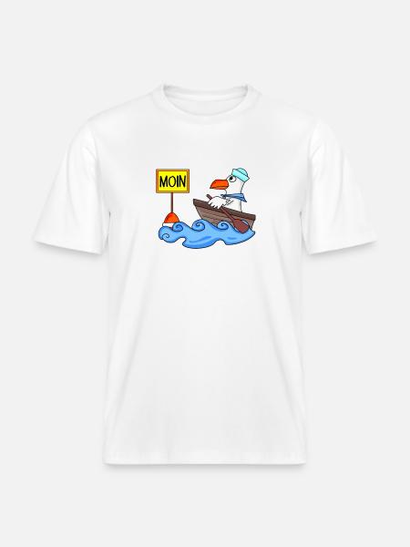 Moin Seemann Möwe Seemöwe Boot - RELAXED FIT Unisex Organic T-Shirt - Weiß