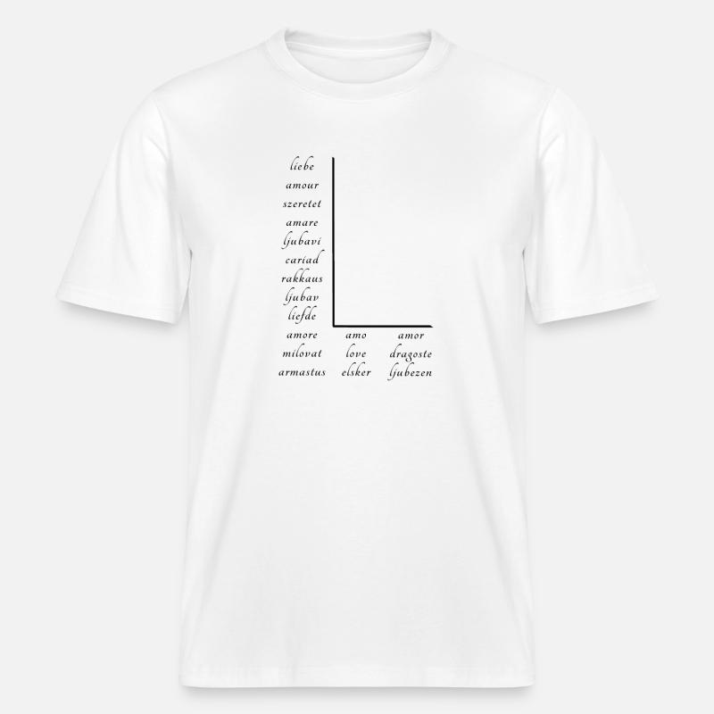 Love on many different languages -  RELAXED FIT Unisex Organic T-Shirt - white