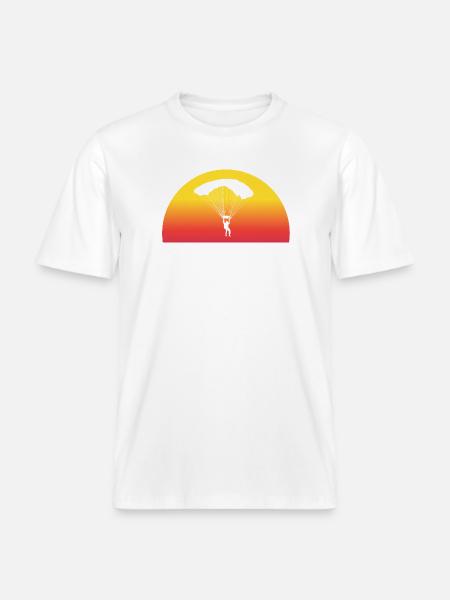 Adventurous Skydive Sunset - RELAXED FIT Unisex Organic T-Shirt - white