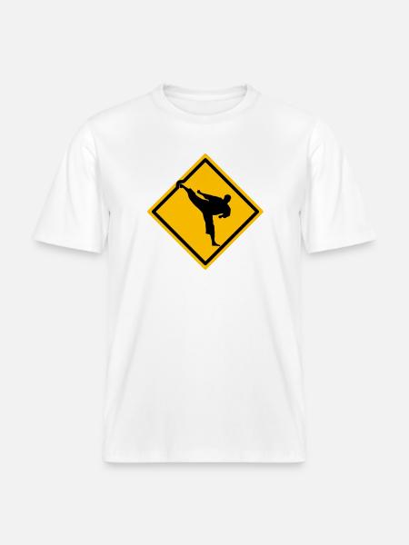 Karate Warnschild Yokogeri - RELAXED FIT Unisex Organic T-Shirt - Weiß