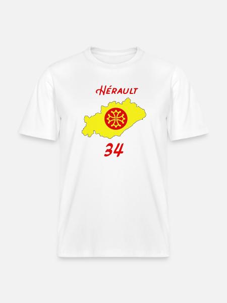Hérault - T-shirt unisexe RELAXED FIT en coton bio - blanc