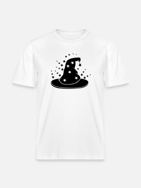 Magical wizard hat with stars -  RELAXED FIT Unisex Organic T-Shirt - white
