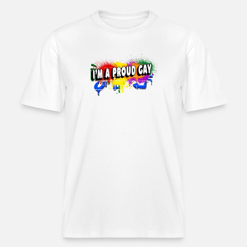 Ich bin ein stolzer Schwuler -  RELAXED FIT Unisex Organic T-Shirt - Weiß