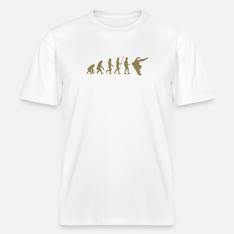 Snowboarder Evolution Geschenkidee -  RELAXED FIT Unisex Organic T-Shirt - Weiß
