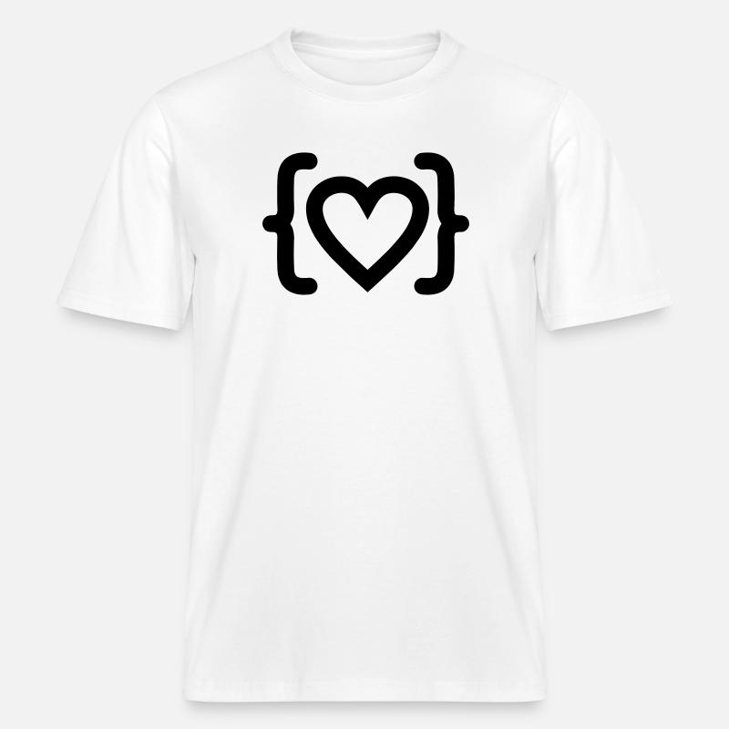 Herz des Programmierer-Code-Logos -  RELAXED FIT Unisex Organic T-Shirt - Weiß