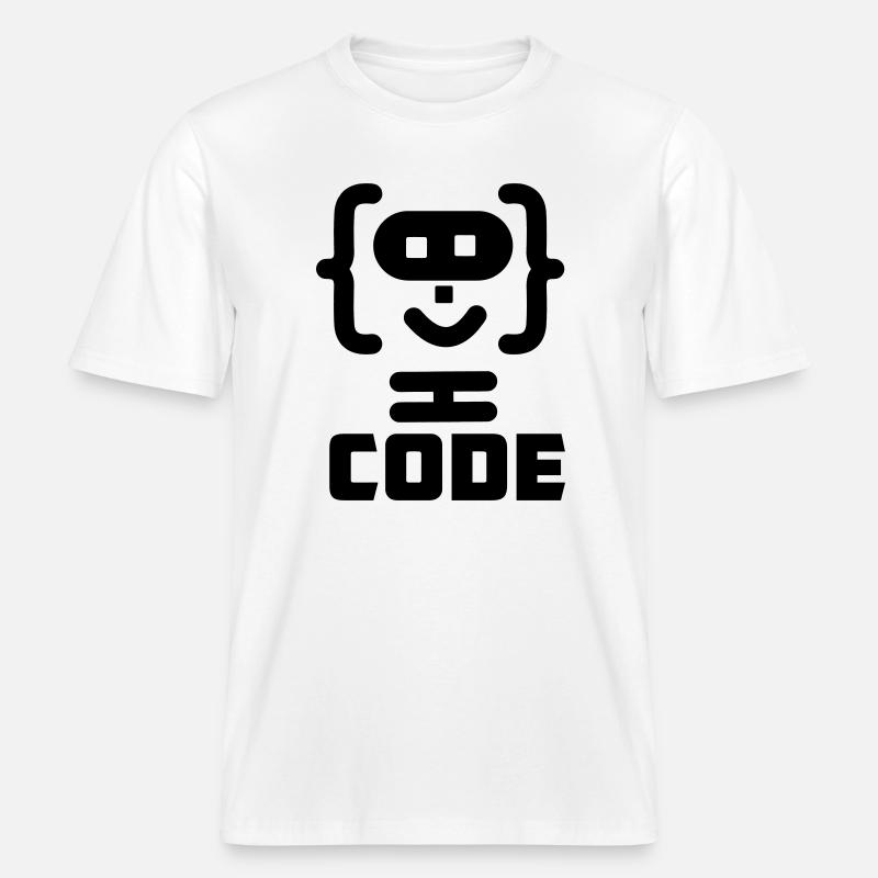 Hacker-Programmierer-Code-Logo mit Text CODE -  RELAXED FIT Unisex Organic T-Shirt - Weiß