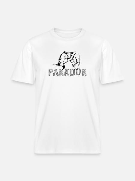 Parkour Symbol freerunning backflip somersault graphic -  RELAXED FIT Unisex Organic T-Shirt - white