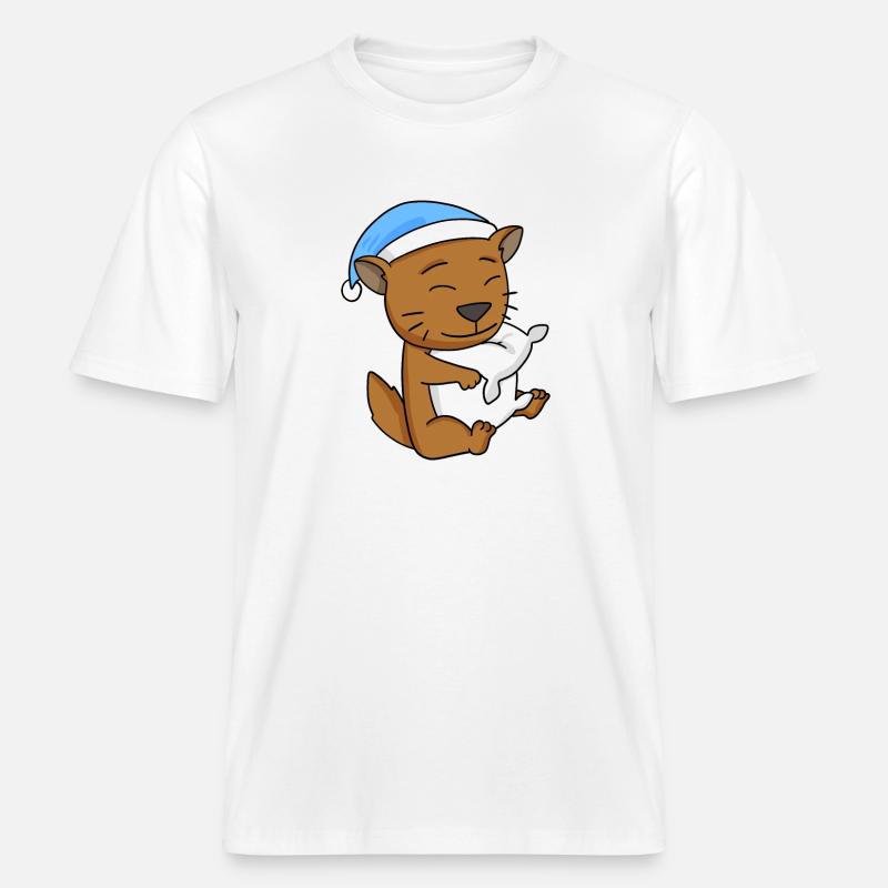 Chat race de chat Somali - T-shirt unisexe RELAXED FIT en coton bio - blanc