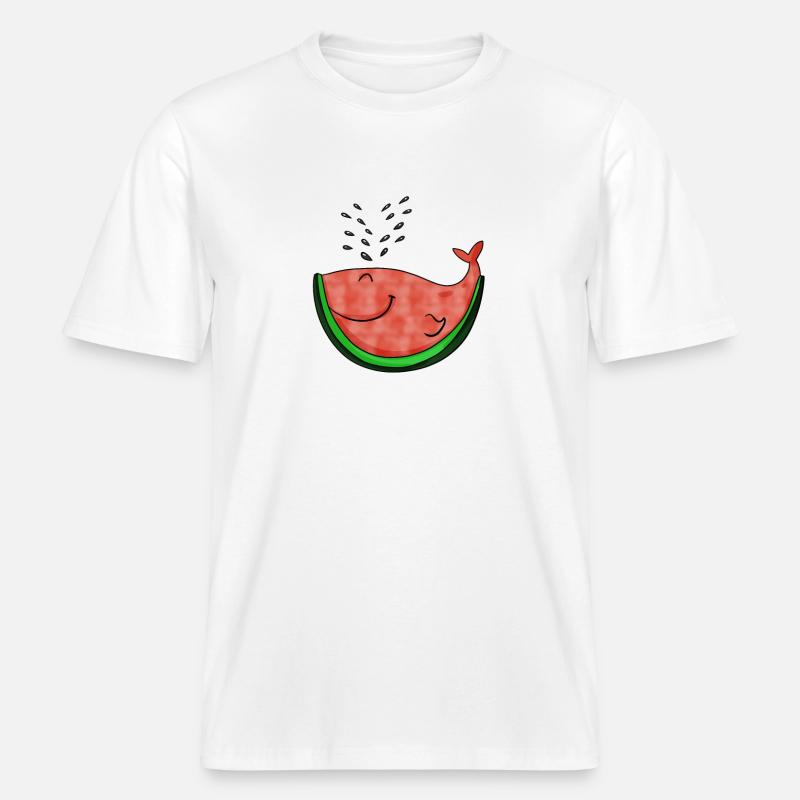 Cadeau baleine à pastèque - T-shirt unisexe RELAXED FIT en coton bio - blanc