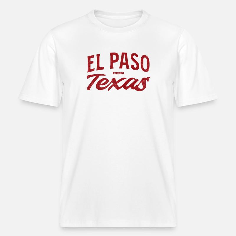 El Paso Texas Retro Script -  RELAXED FIT Unisex Organic T-Shirt - white