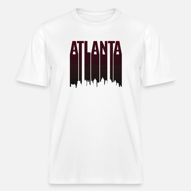 Silhouette verticale de la Skyline d’Atlanta -  T-shirt unisexe RELAXED FIT en coton bio - blanc