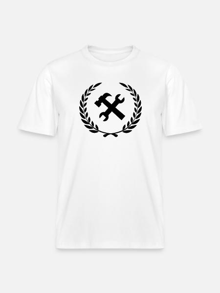 Werkzeuglogo für Bauarbeiter - RELAXED FIT Unisex Organic T-Shirt - Weiß