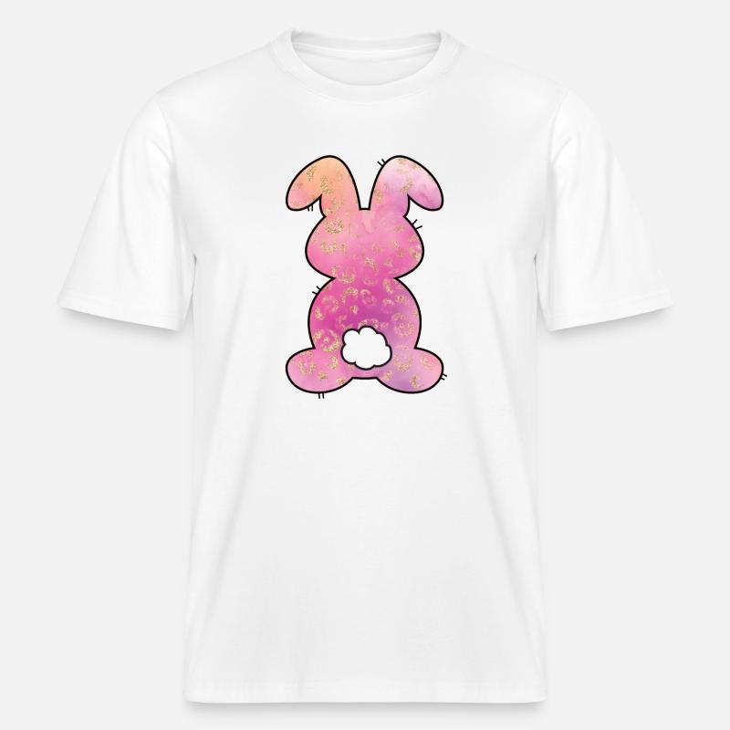 Leopard Pattern Rabbit Easter -  RELAXED FIT Unisex Organic T-Shirt - white