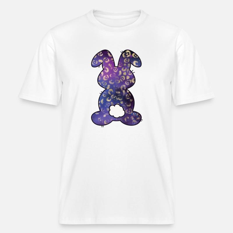 Leopard Pattern Rabbit Easter -  RELAXED FIT Unisex Organic T-Shirt - white