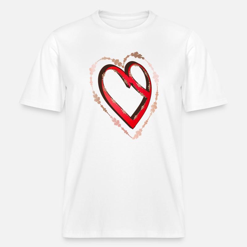 nostalgic red calligraphy heart -  RELAXED FIT Unisex Organic T-Shirt - white