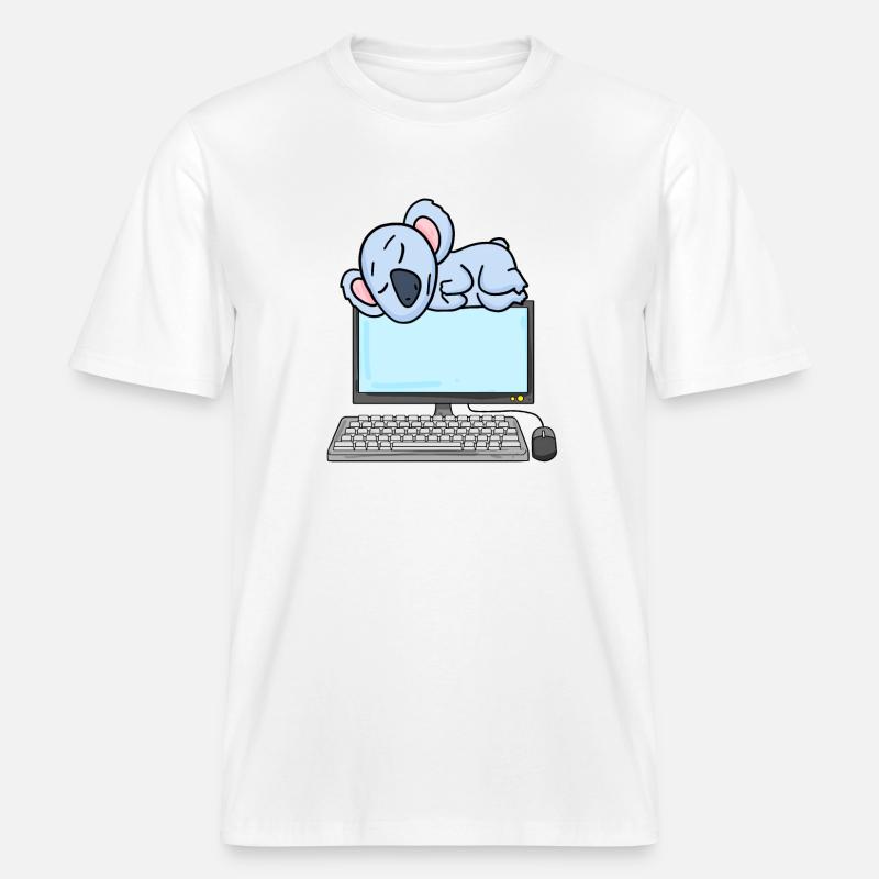 Koala Computer Nerd Programmeur Cadeau -  T-shirt unisexe RELAXED FIT en coton bio - blanc